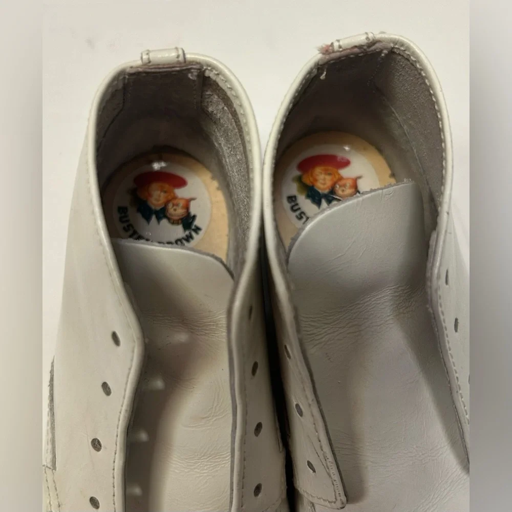 Vintage Buster‎ Brown Baby Shoes Size 5 White Leather High Top Lace up